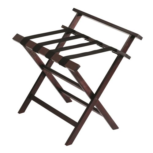 Aristocrat Rosewood Luggage Rack with Backrest and Black Straps